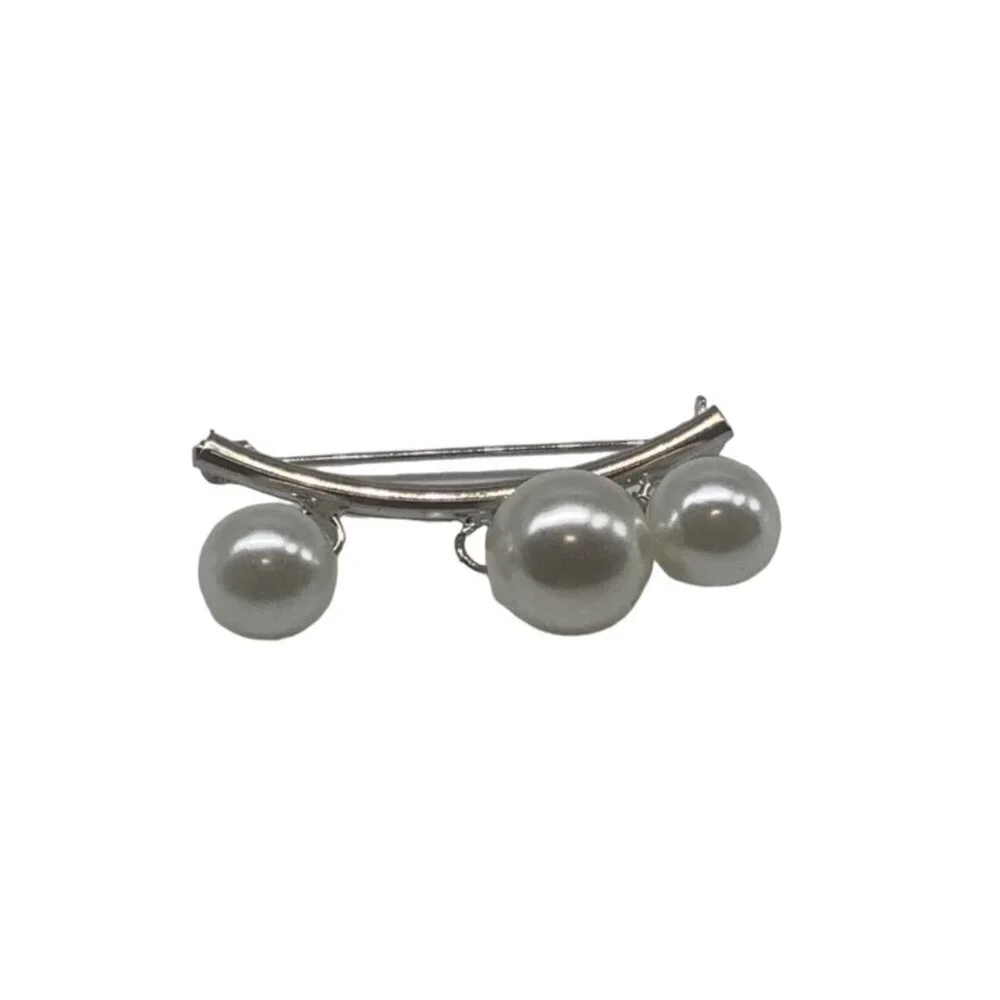 Classic Large White Faux Pearls Safety Pin Brooch Wedding Party Decoration Gift